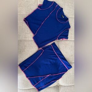 Fashion Nova Blue and Pink Skirt Set